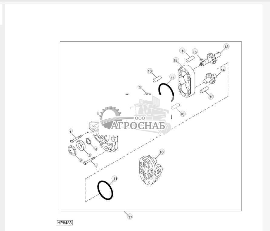 Привод мотовила  ленточного подборщика, насос соломоразбрасывателя 